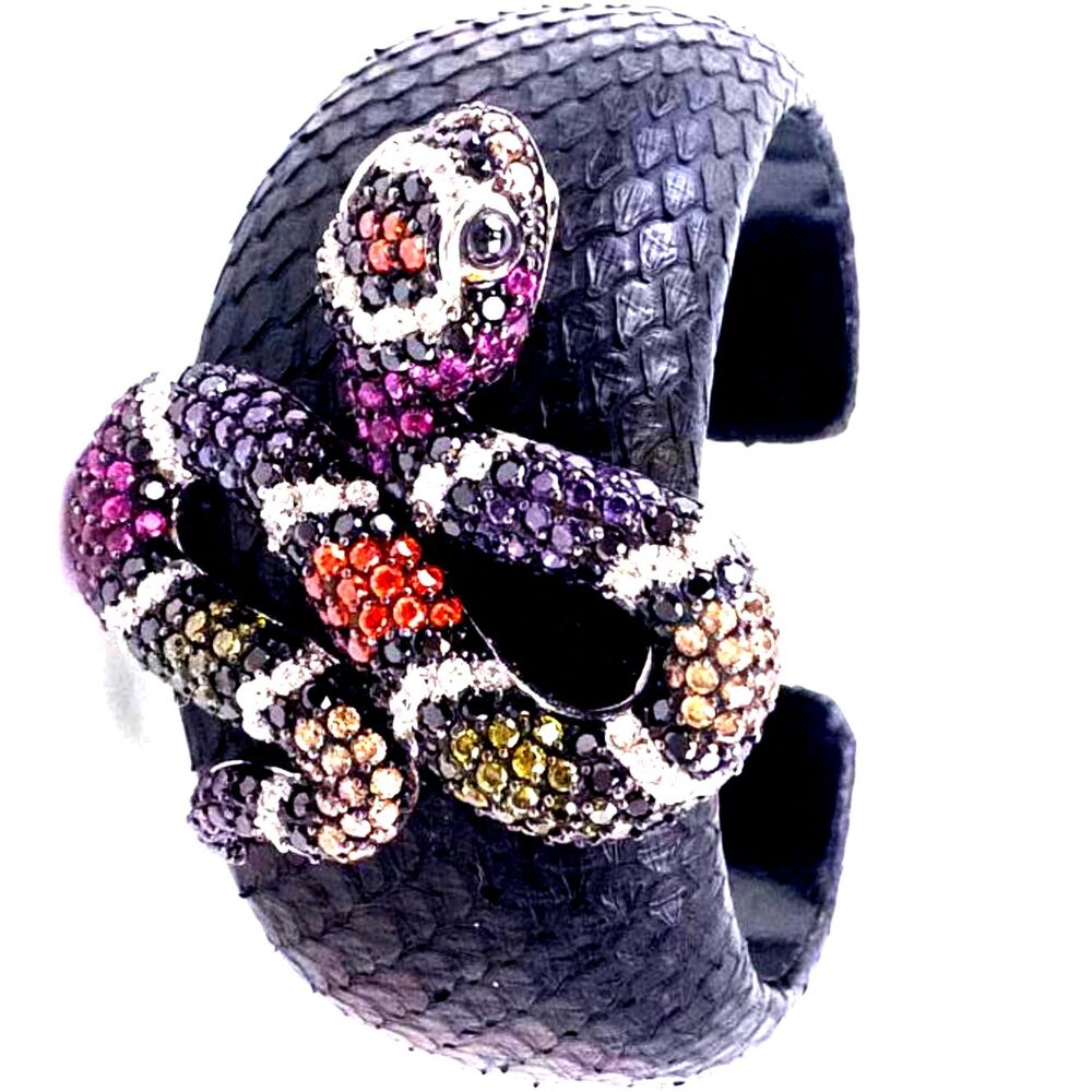 Exotic Snake leather bracelet Giani Bernini micro pave CZ crystals signed g.